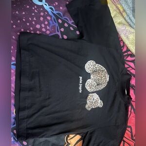 Palm Angels Black crop top leopard Teddy medium